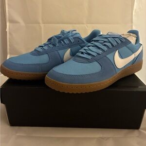 Nike Field General Light Blue Low-Top Sneakers with White Swoosh and Gum Sole
